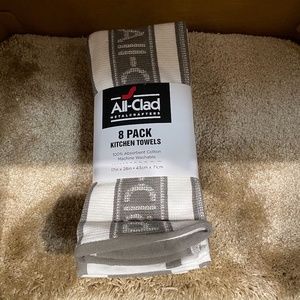 8 Pack - All-Clad Kitchen Towels 17”x28” - Gray